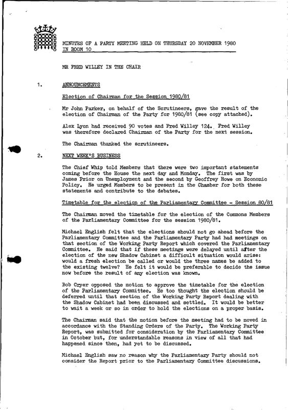 View document: Minutes for 1980/81 session.