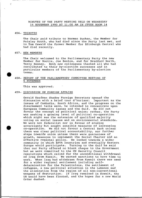 View document: Minutes for 1990/91 session.