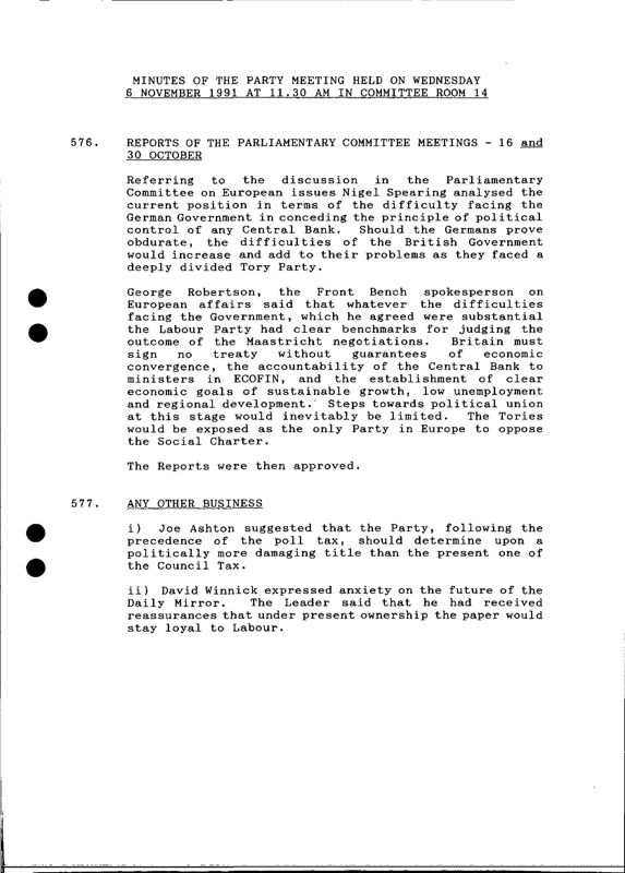 View document: Minutes for 1991/92 session.