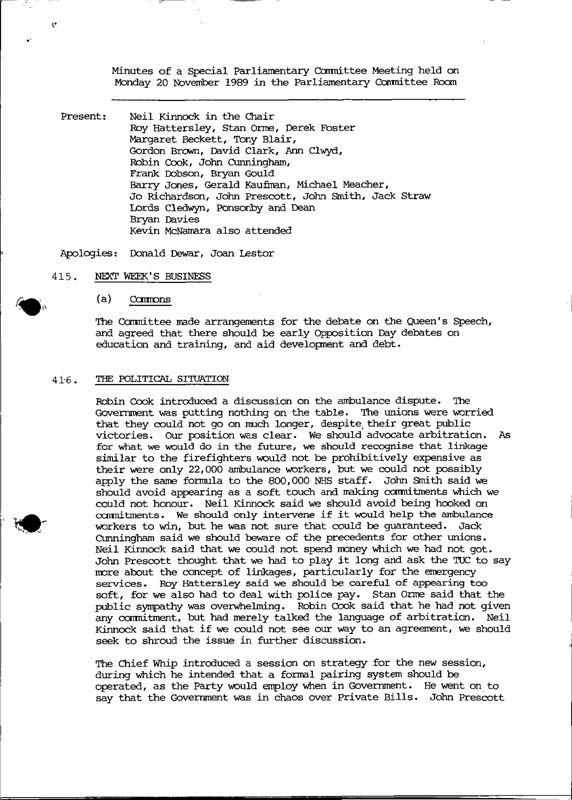 View document: Minutes for 1989/90 session.