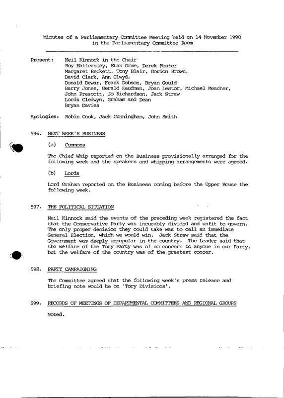 View document: Minutes for 1990/91 session.
