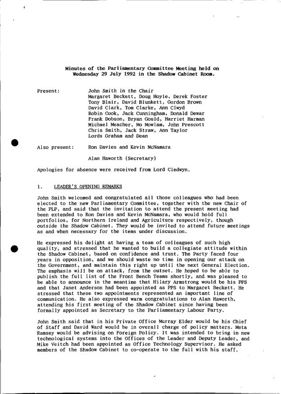 View document: Minutes for 1992/93 session.