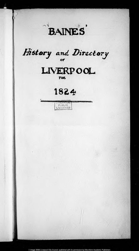 View document: Baines' History and directory of Liverpool for 1824.