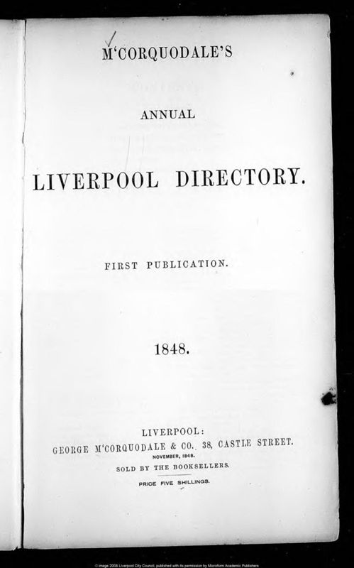 View document: McCorquodale's Annual Liverpool directory.