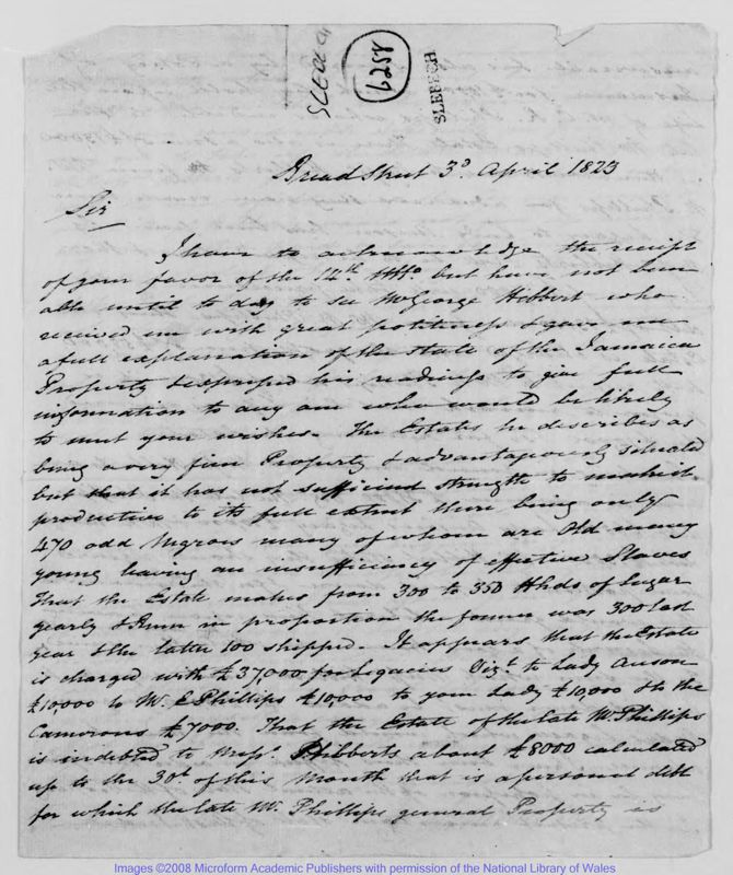 View document: Letter, 1825 April 3.