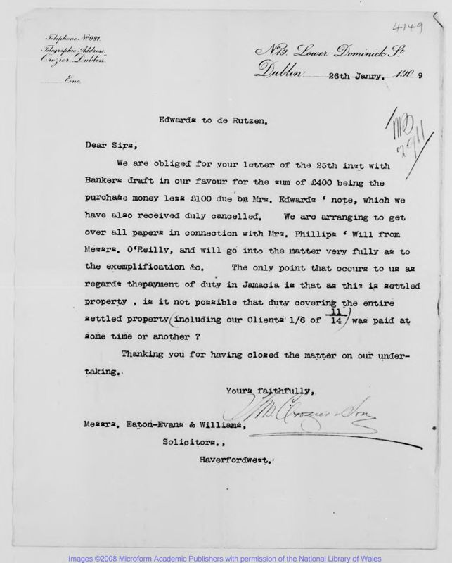 View document: Correspondence, 1905-1909.