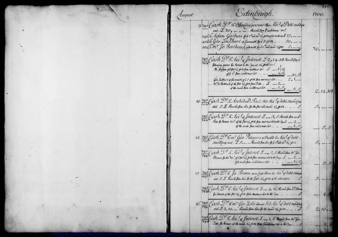 View document: Generall Journall, 1700-1707.