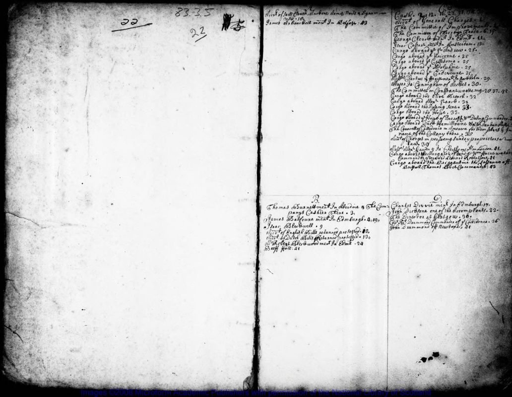 View document: Rough draft of General Trading Ledger, 1696.