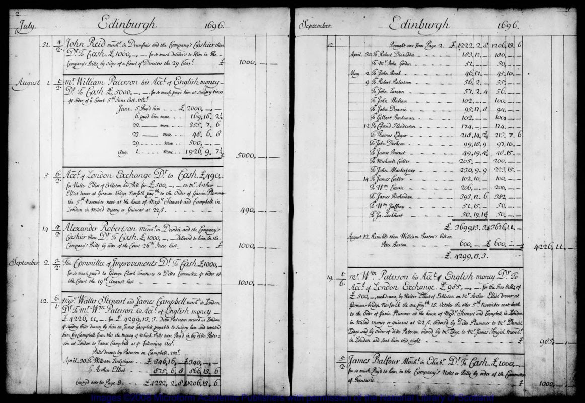 View document: Journal for General Trading Ledger, 1696-1701.