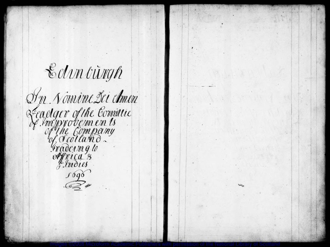 View document: Ledger of Committee of Improvements, 1696-1700.