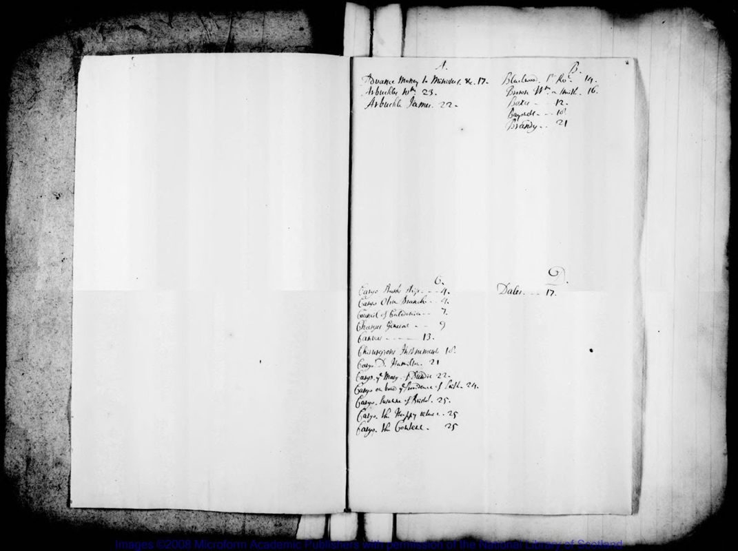 View document: Account book of ships' cargoes and refits, 1699.