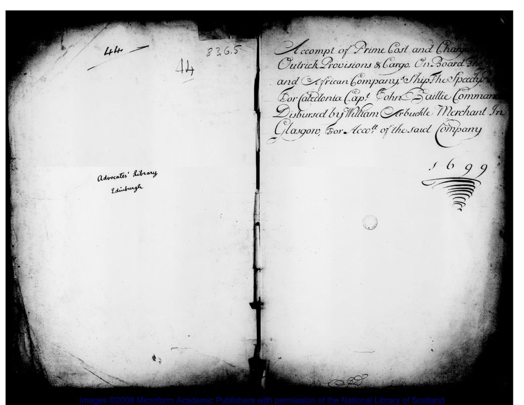 View document: List of expenses in fitting out the ship 'Speedy Return', 1699.