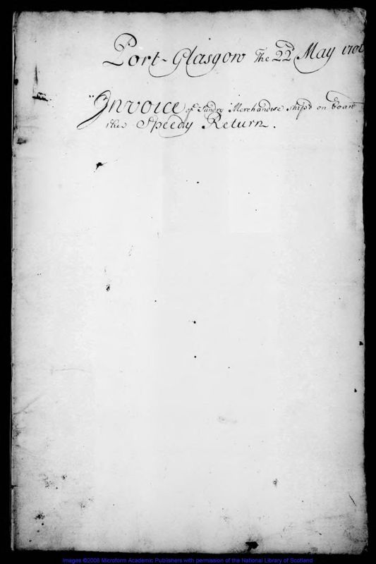 View document: Lists of goods shipped on various vessels, 1699-1701.