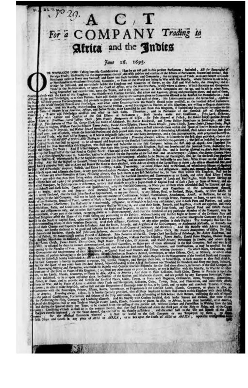 View document: Darien Papers 1 (1695-1699).