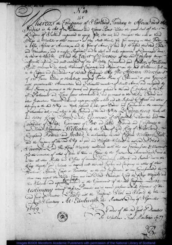 View document: Darien Papers 2 (1699-1703).