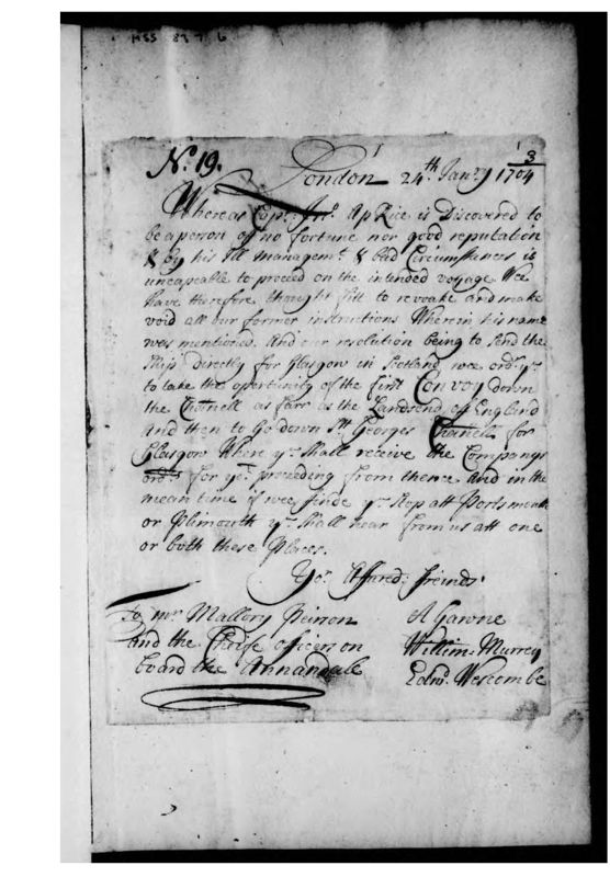 View document: Darien Papers 3 (1704-1706).