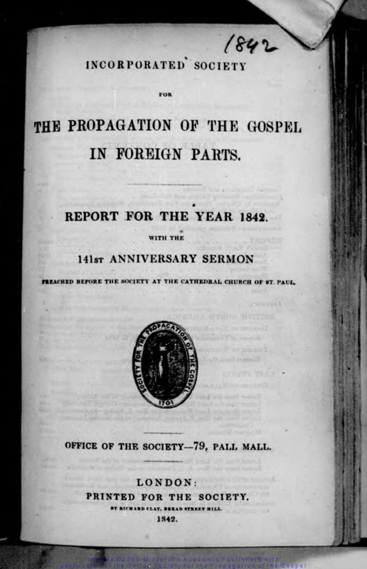 View document: Report [...] for the year 1842 with the 141st Anniversary Sermon.
