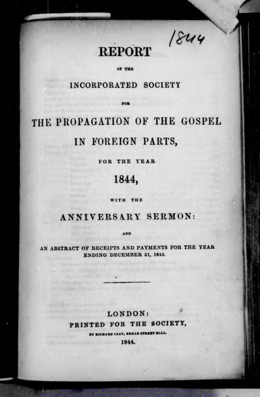 View document: Report [...] for the year 1844; with the Anniversary Sermon.