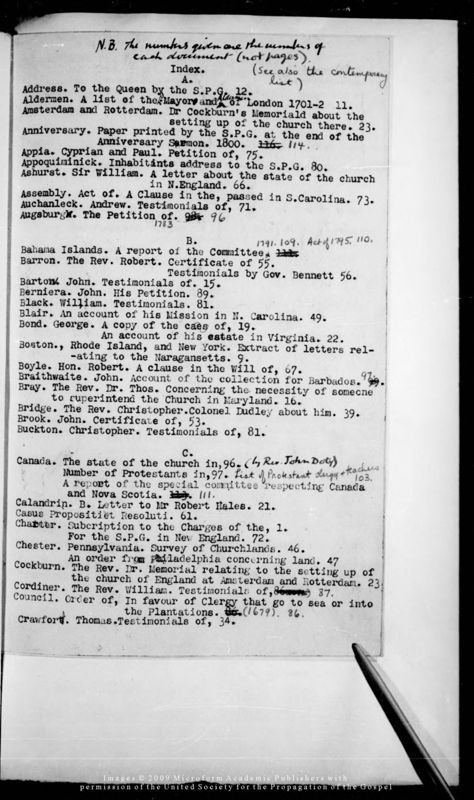 View document: Appendix A, 1701-1810.