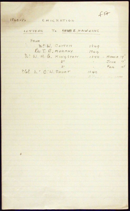 View document: W.H.G. Kingston et al. correspondence.