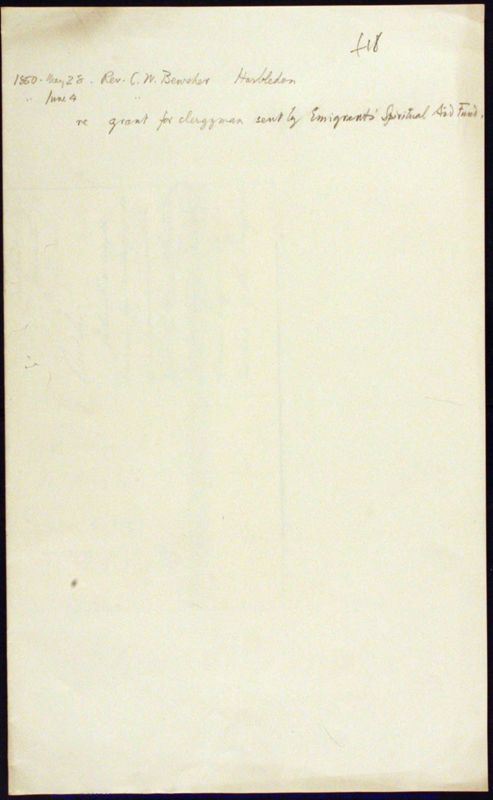 View document: Correspondence re Emigrants Spiritual Aid Fund.