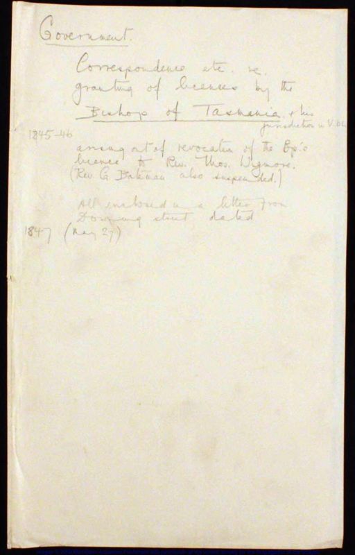 View document: Tasmania Diocese: Box 3, 1838-1847.