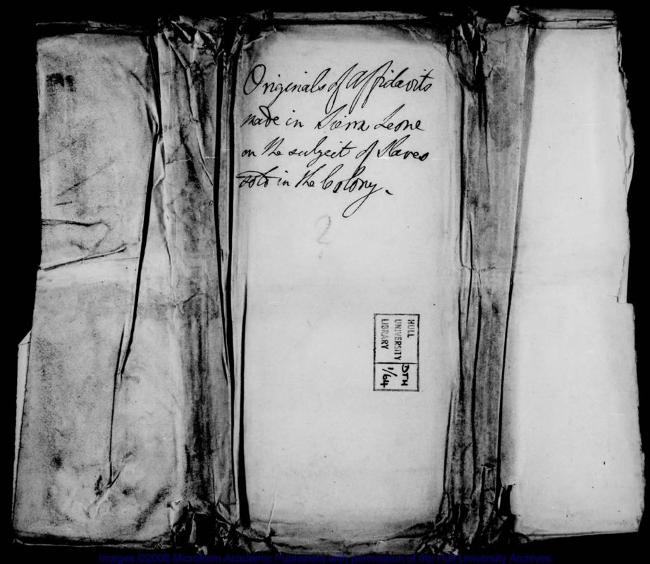 View document: Originals of affidavits made in Sierra Leone on the subject of slaves sold in the Colony.