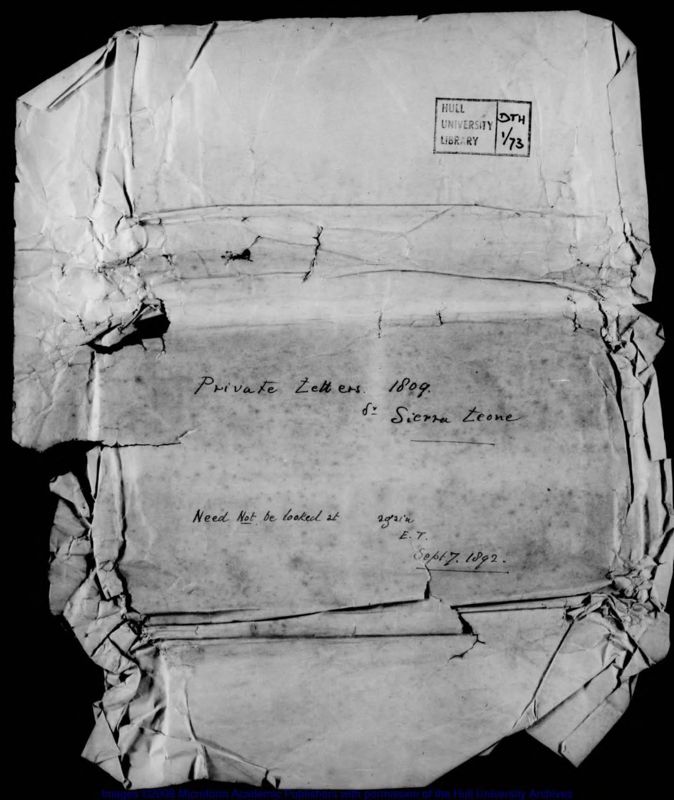 View document: Private letters, 1809.
