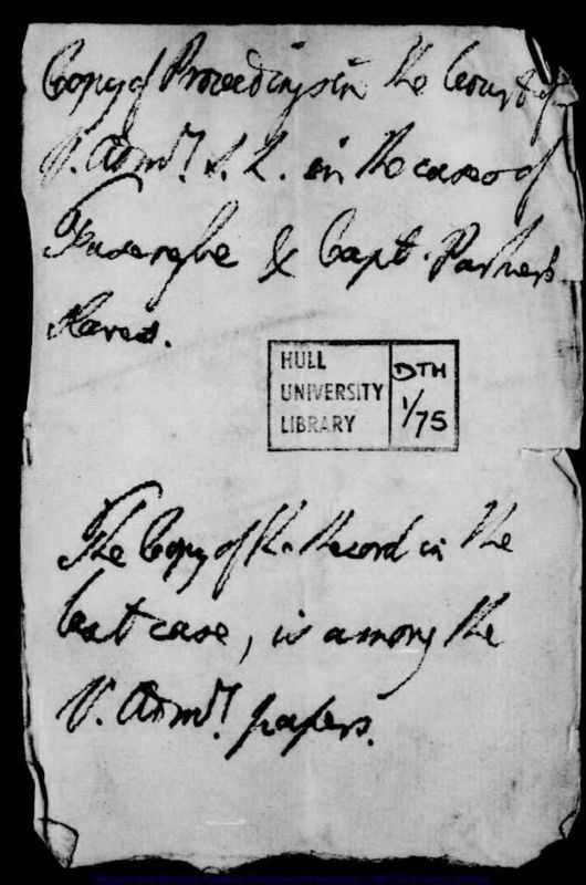 View document: Copy of proceedings in the Court of V. Adml S.L..