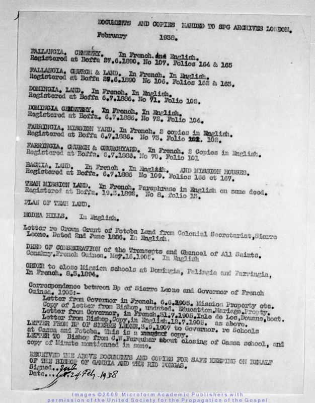 View document: Deeds, etc., from the Bishop of Gambia and the Rio Pongas.