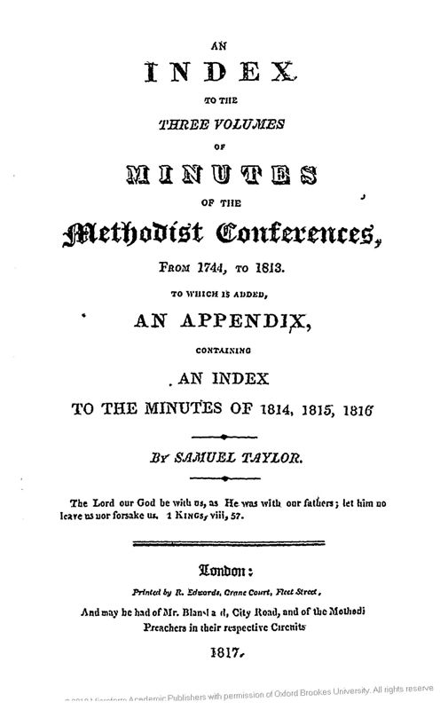 View document: Minutes of the Methodist conferences.