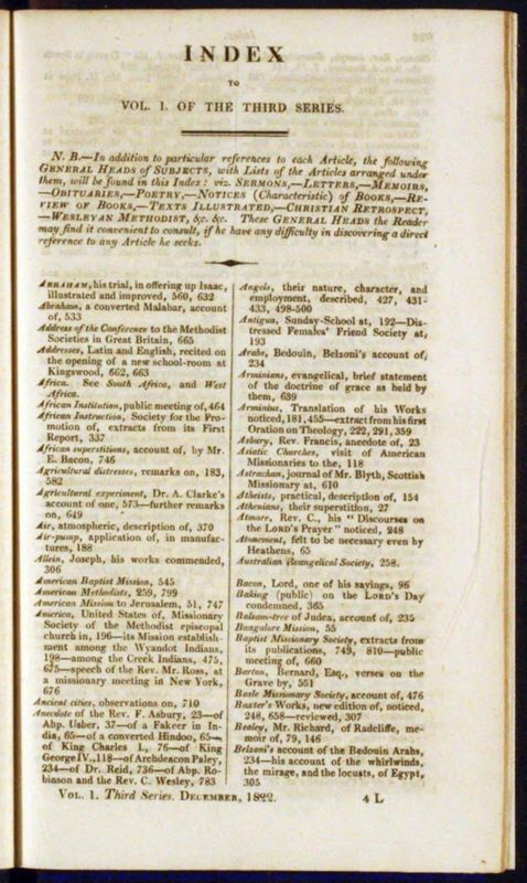 View document: Wesleyan-Methodist magazine : index.