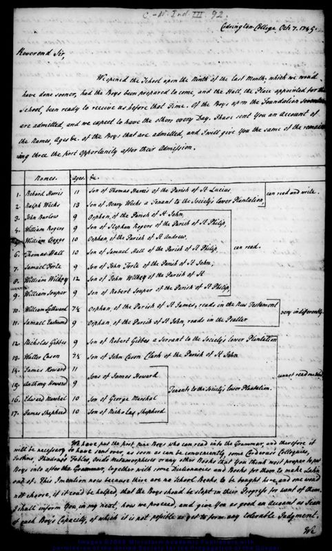 View document: The school, 1745-1842.