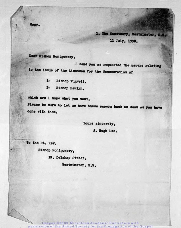 View document: Papers relating to Bishops Tugwell & Hamlyn.