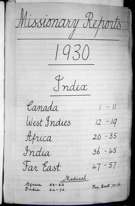View document: Missionary reports, 1930-1933.