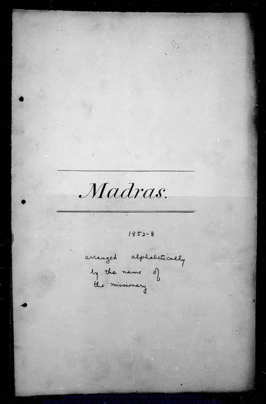 View document: Madras, 1852-1858.