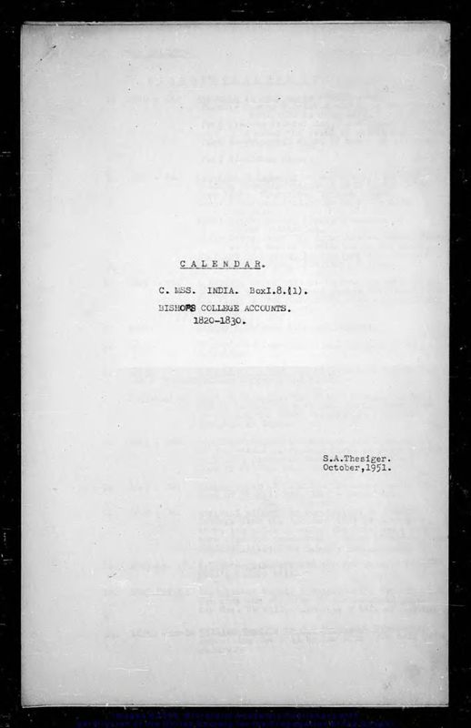 View document: Bishop's College accounts, 1820-1870.