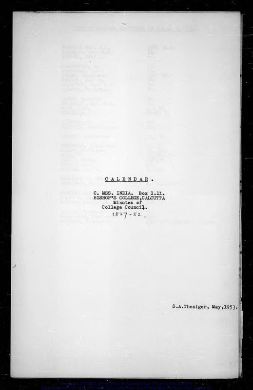View document: Bishop's College, Calcutta, 1827-1851.