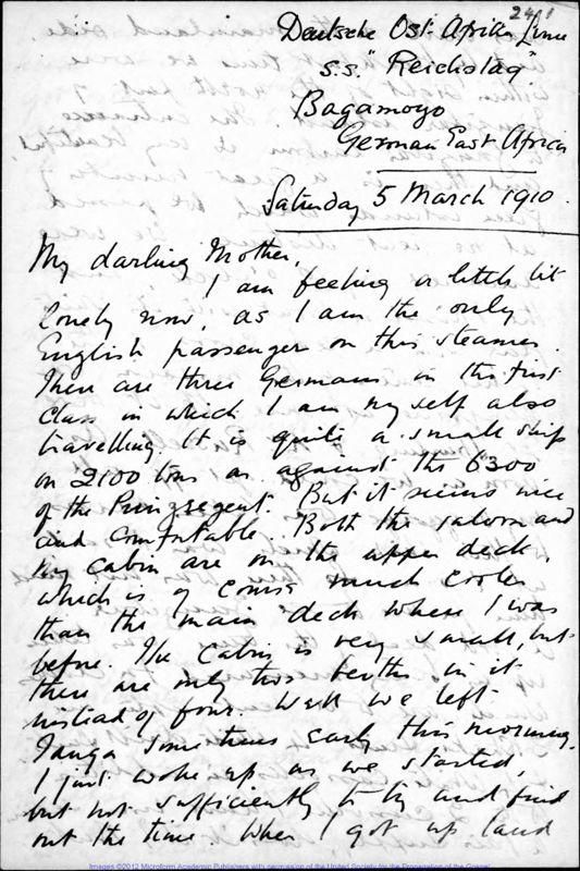 View document: Correspondence from J. P. Fixsen to his mother part 2.