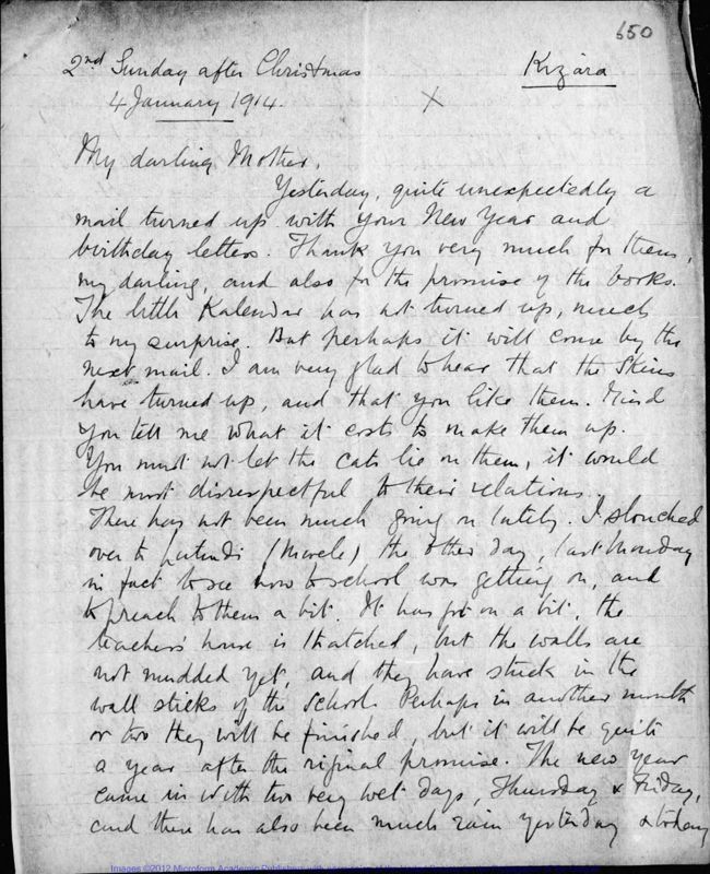 View document: Correspondence from J. P. Fixsen to his mother part 3.