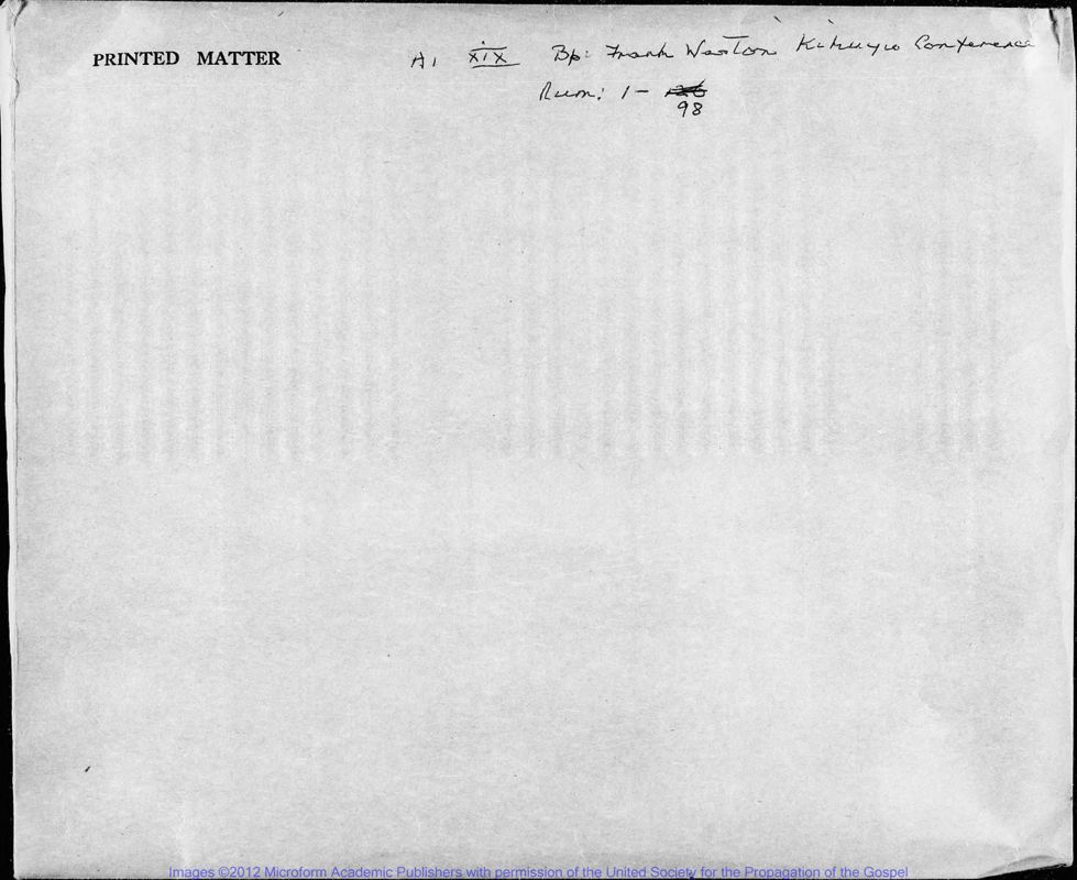 View document: Material relating to Bishop Weston and the Kikuyu Conference 1913-15.