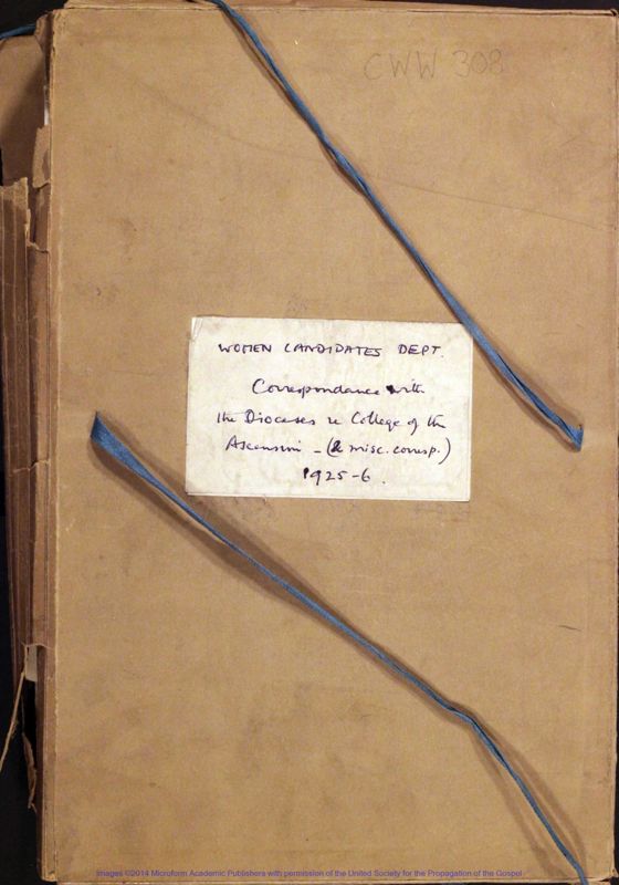 View document: Women Candidates Dept : Correspondence re College of Ascension, etc, 1925-1926.