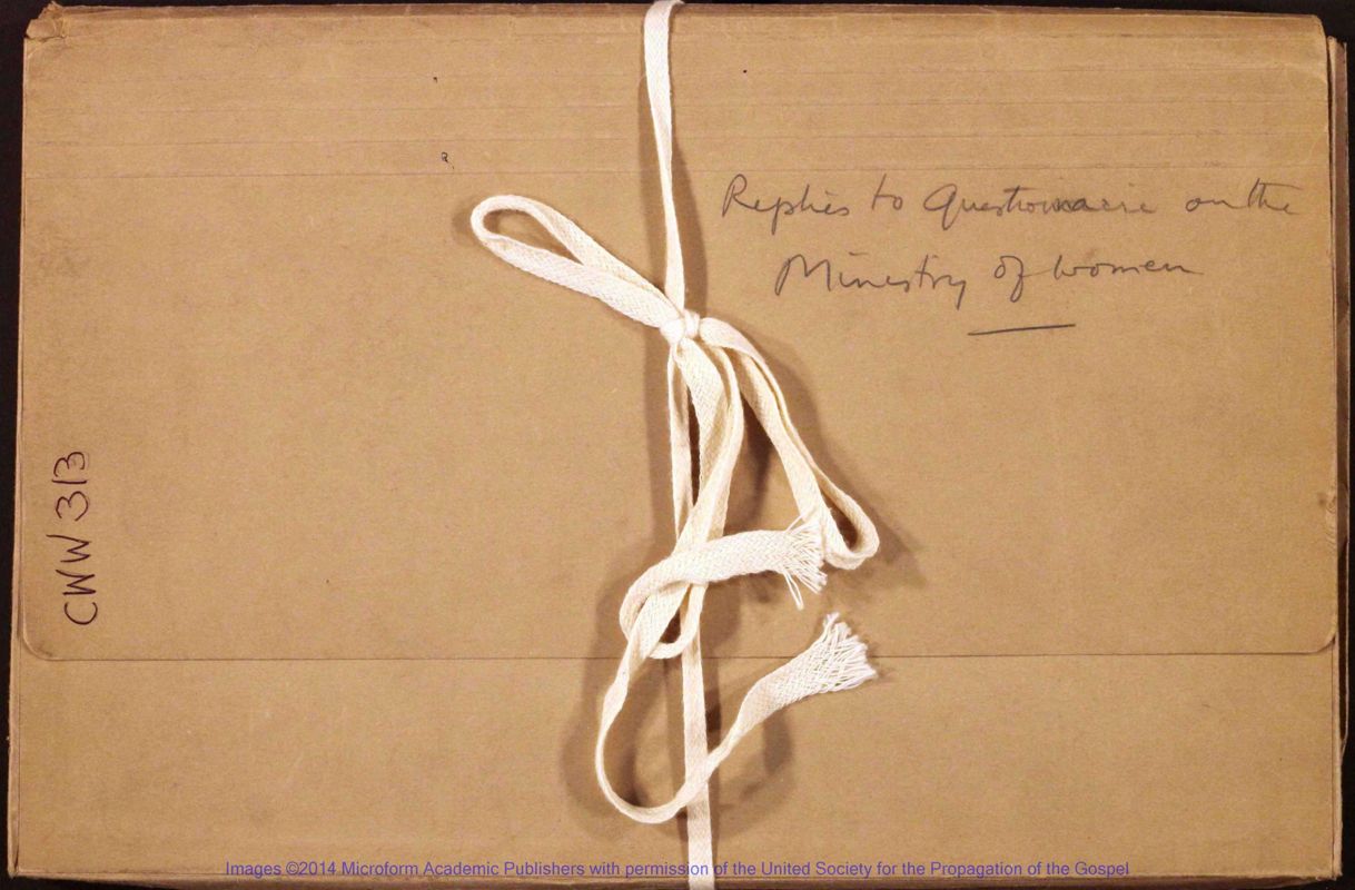 View document: Replies to Questionnaire on the Ministry of Women, 1933.