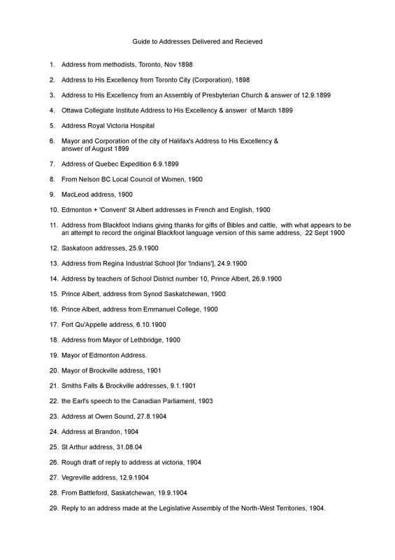 View document: Miscellaneous addresses, many presented during the 4th Earl's visit to the West in 1900.