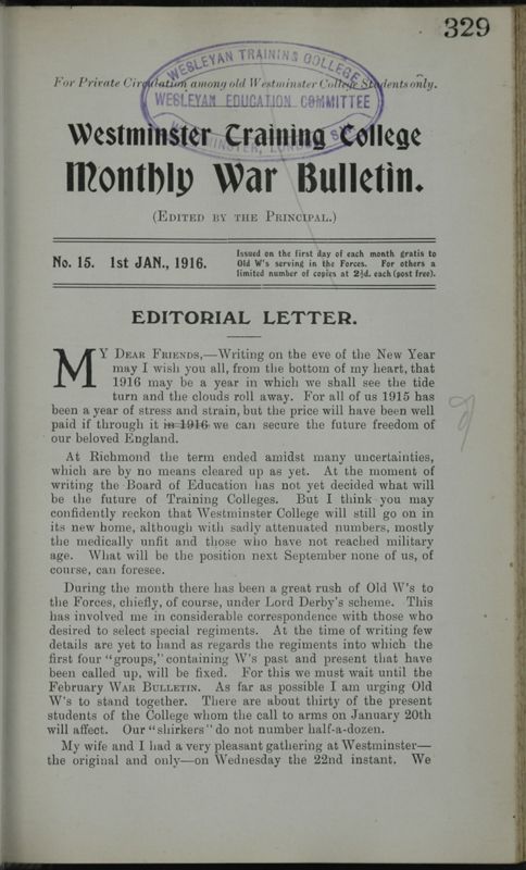 View document: War Bulletin and Letters, 1916.