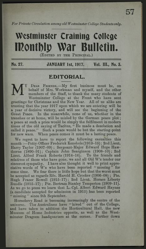 View document: War Bulletin and Letters, 1917.