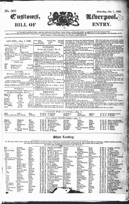 View document: Bills of Entry for the year 1820.