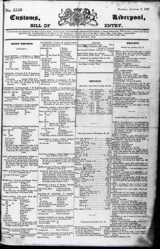 View document: Bills of Entry for the year 1837.