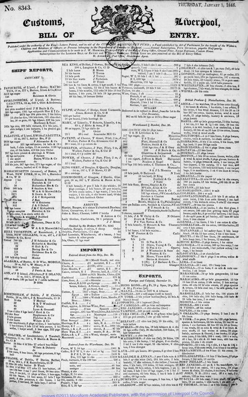 View document: Bills of Entry for the year 1846.