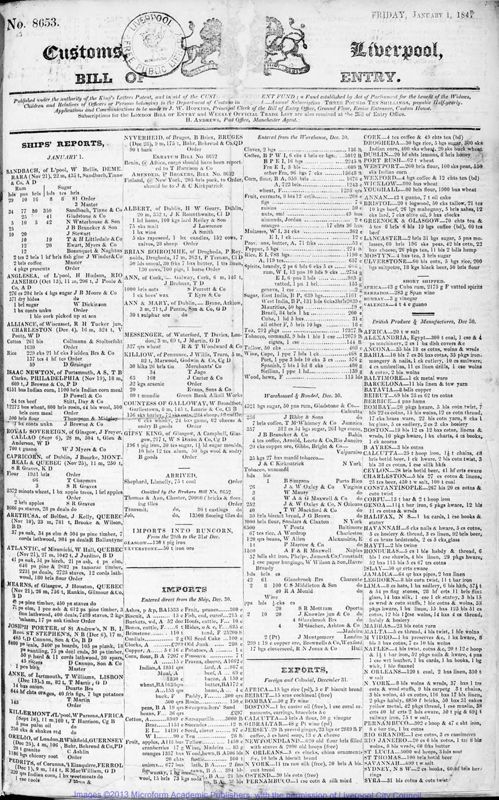 View document: Bills of Entry for the year 1847.